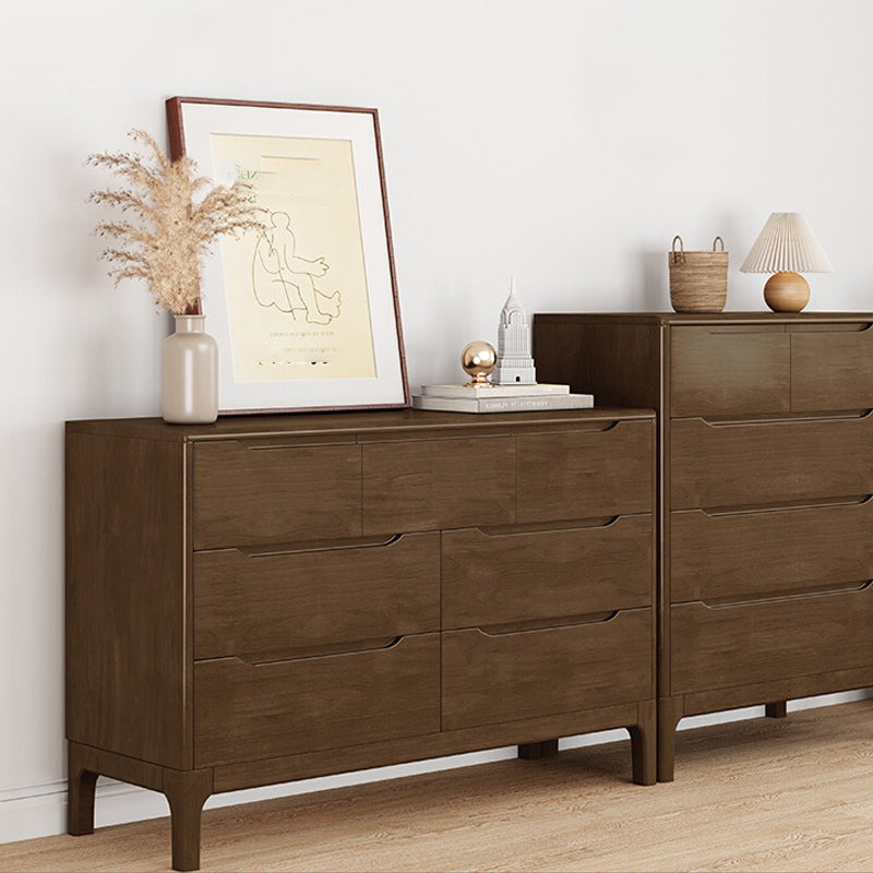 Espresso Solid Wood Accent Chest Mid-Century Modern Storage Cabinet with Drawers
