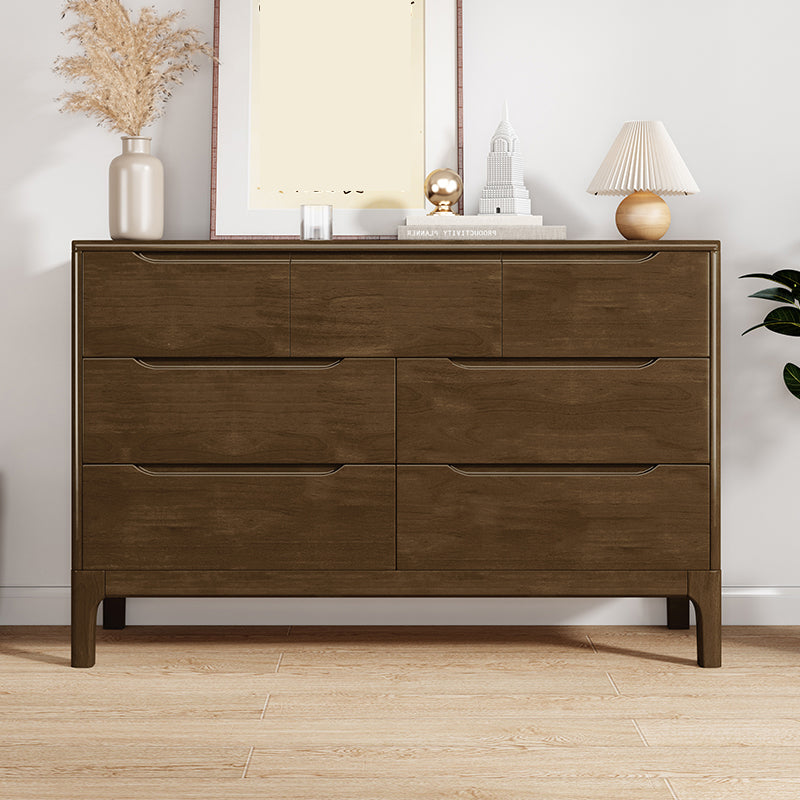 Espresso Solid Wood Accent Chest Mid-Century Modern Storage Cabinet with Drawers