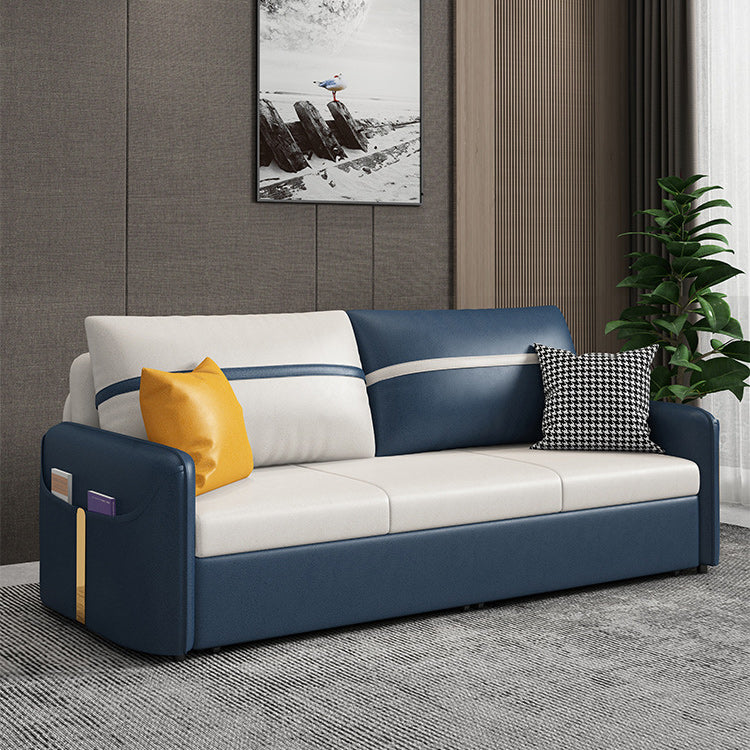 Modern 31.5" H Faux Leather Square Arm Sofa Bed for Apartment