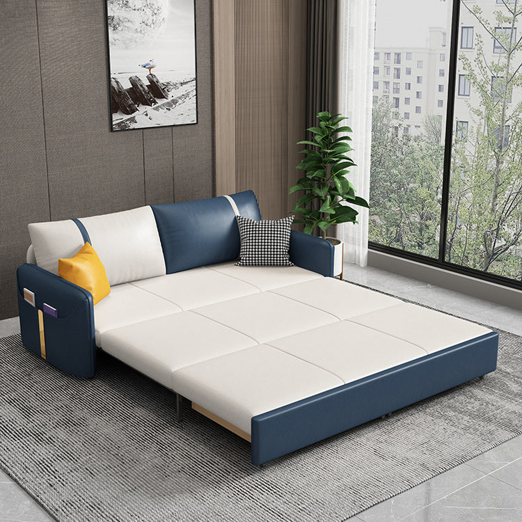 Modern 31.5" H Faux Leather Square Arm Sofa Bed for Apartment