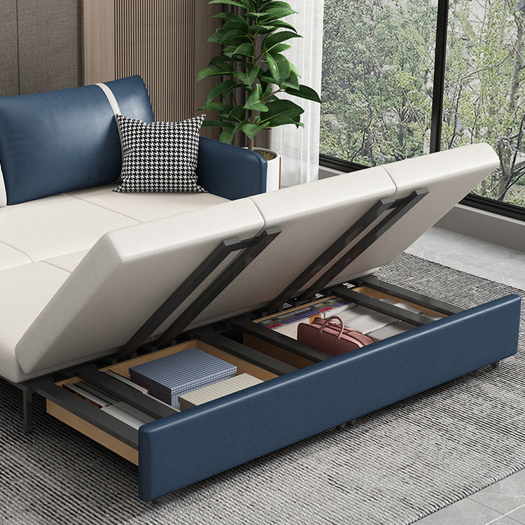 Modern 31.5" H Faux Leather Square Arm Sofa Bed for Apartment