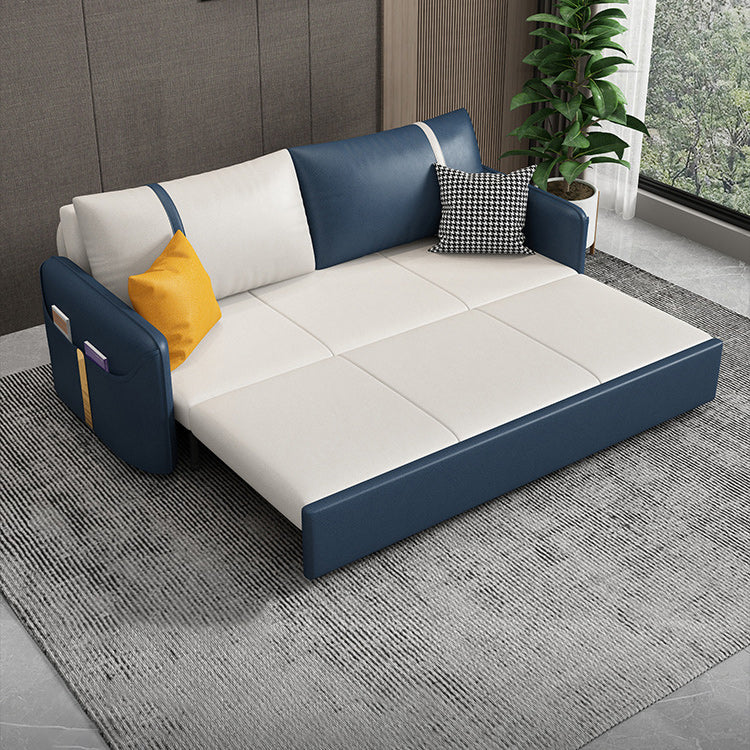 Modern 31.5" H Faux Leather Square Arm Sofa Bed for Apartment