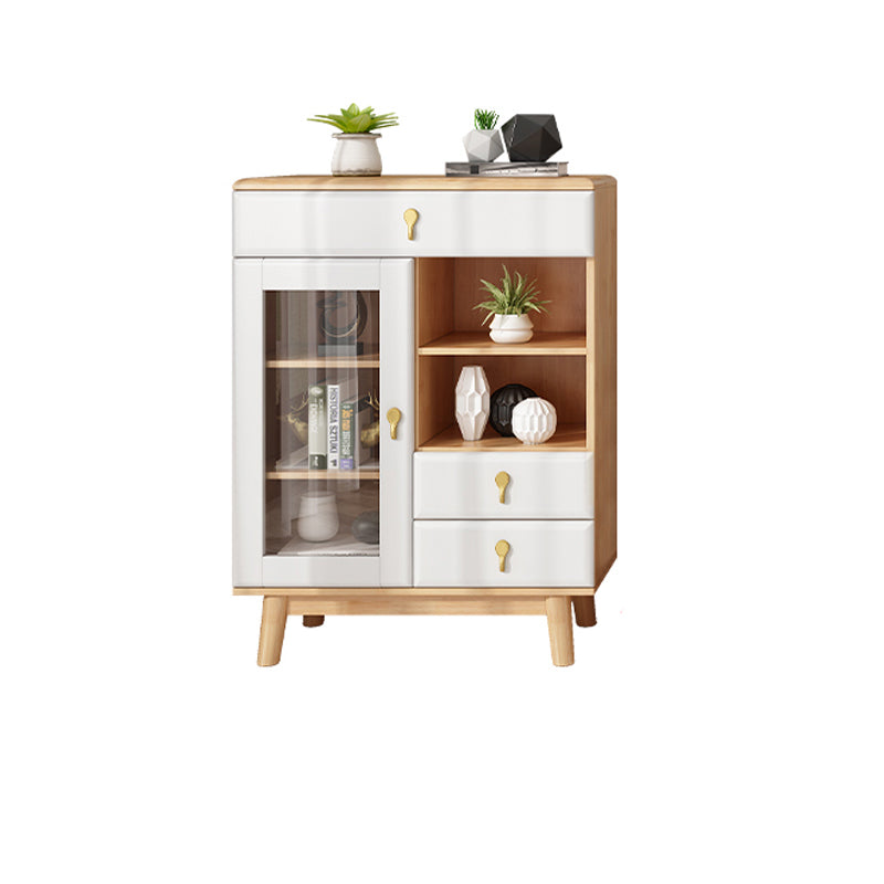 3 - Drawer Rubberwood Accent Cabinet 43.3" Tall 1 - Door Chest