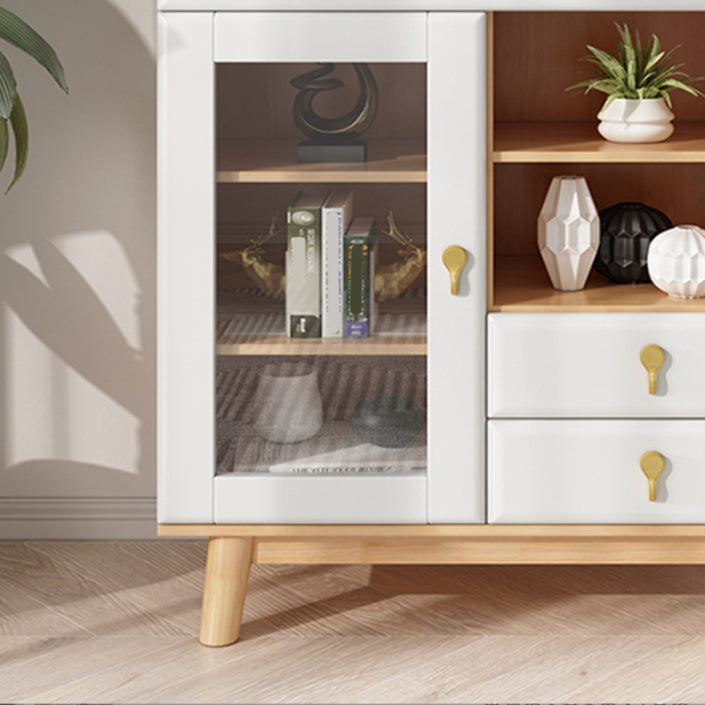 3 - Drawer Rubberwood Accent Cabinet 43.3" Tall 1 - Door Chest