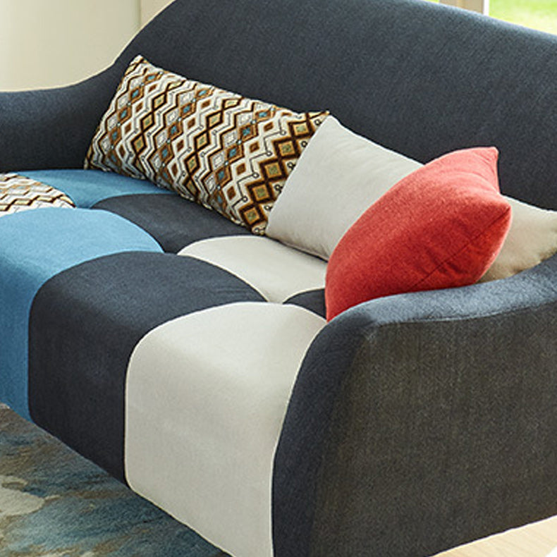 Contemporary Cotton Blend Loveseat with Flared Arm and 2 Pillows