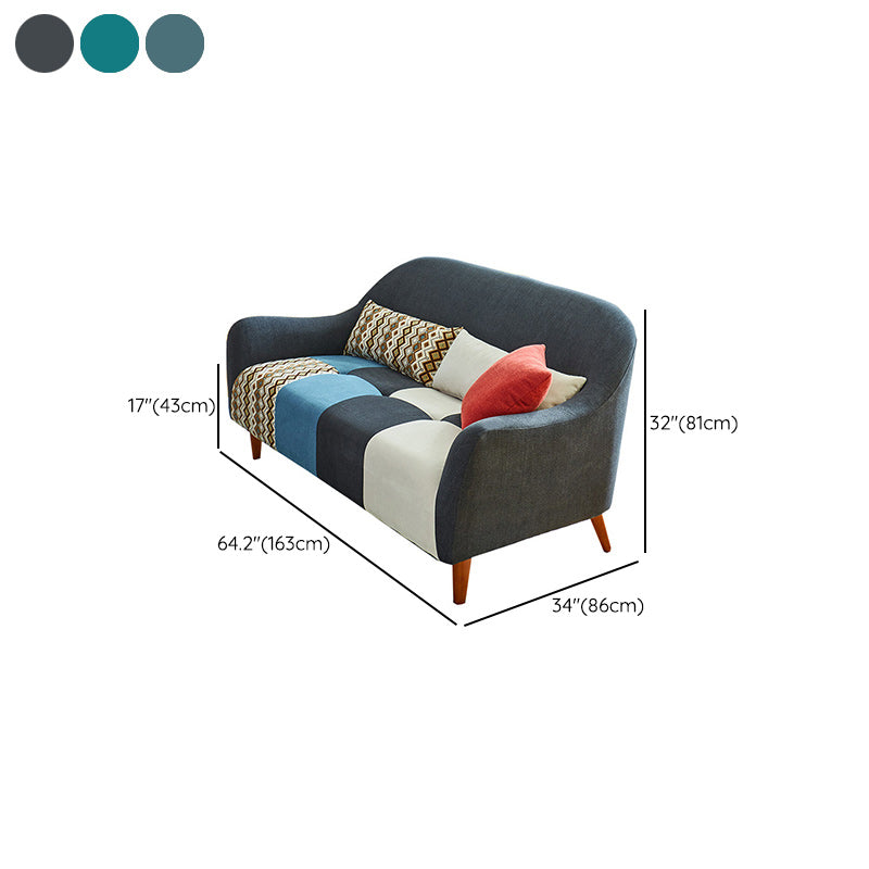 Contemporary Cotton Blend Loveseat with Flared Arm and 2 Pillows