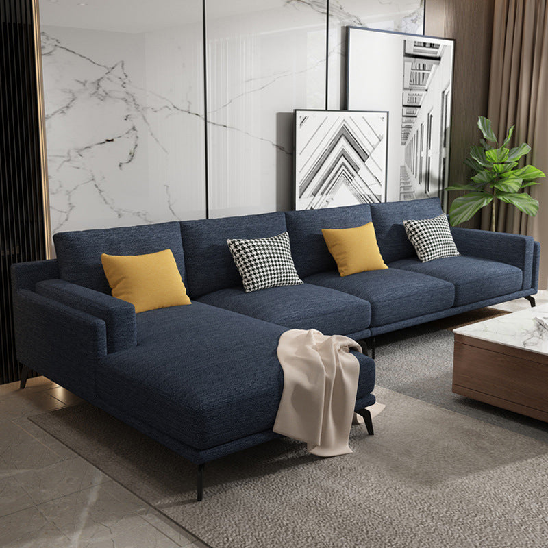 L-shape 4-seater Fabric Sectional Slipcovered Square Arm Sectional