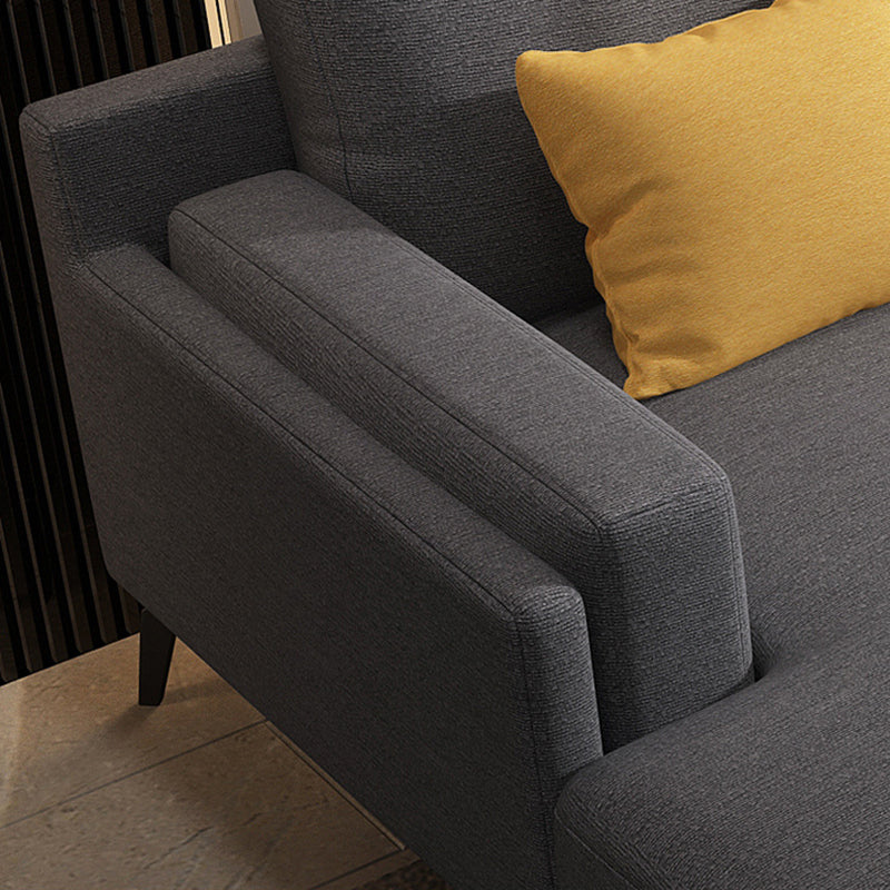 L-shape 4-seater Fabric Sectional Slipcovered Square Arm Sectional