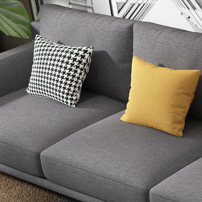 L-shape 4-seater Fabric Sectional Slipcovered Square Arm Sectional