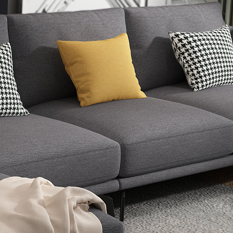 L-shape 4-seater Fabric Sectional Slipcovered Square Arm Sectional