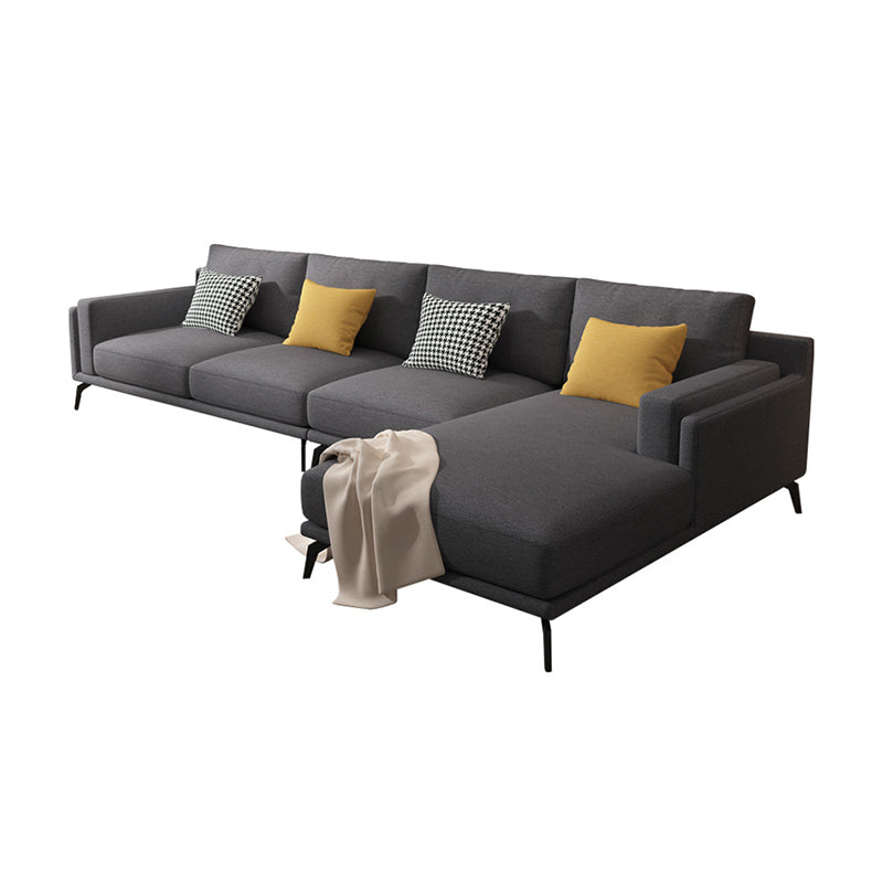 L-shape 4-seater Fabric Sectional Slipcovered Square Arm Sectional