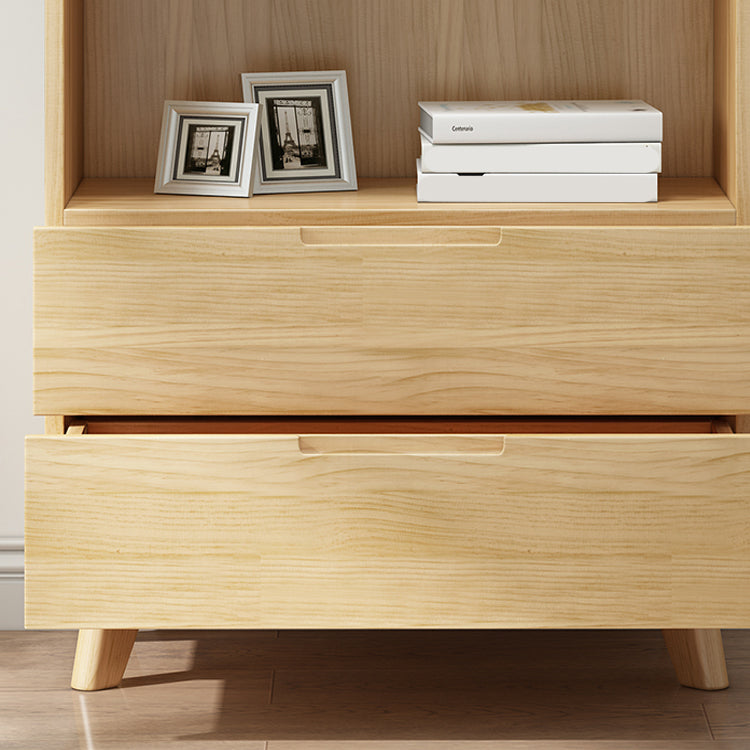 70.9" Tall Modern Natural Cabinet Solid Wood Chest with Glass Door