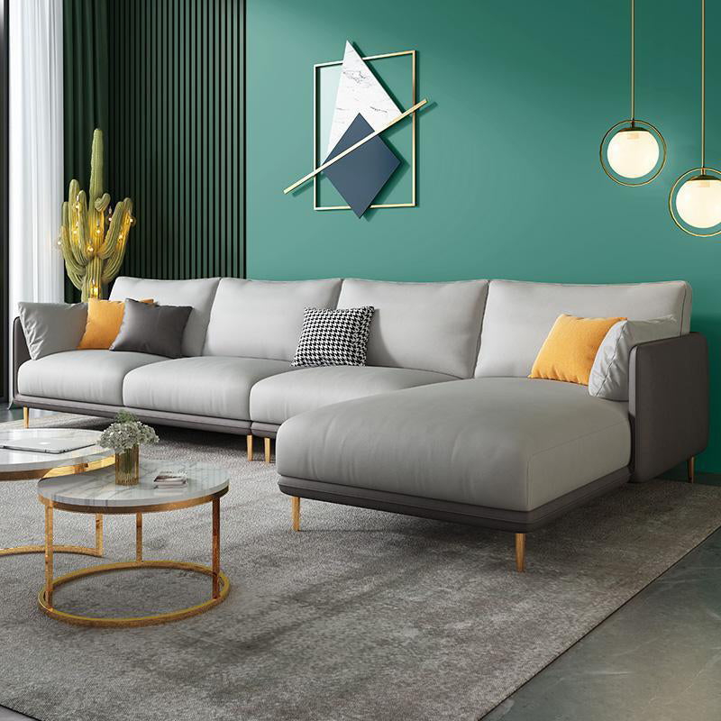 Green Luxurious Sectional Sofa Faux Leather Round Arm Sectional