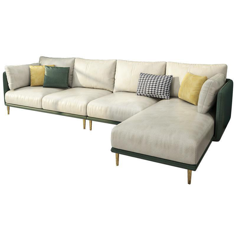 Green Luxurious Sectional Sofa Faux Leather Round Arm Sectional