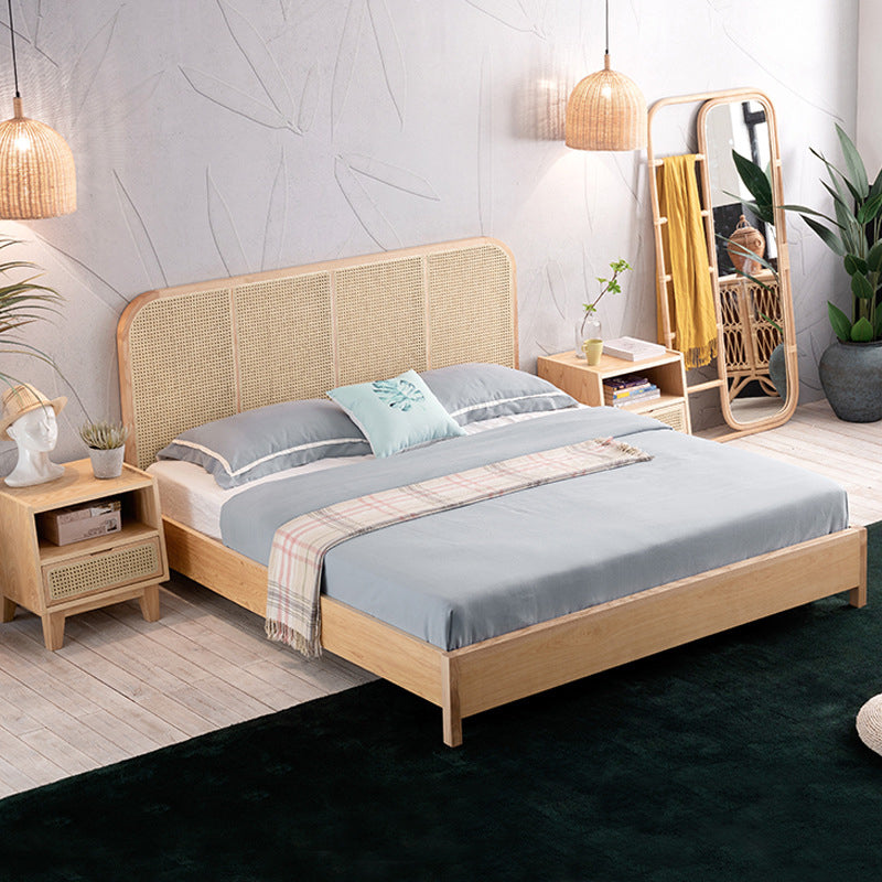 Wicker & Rattan Standard Bed Tropical Bed Frame With Custom Gold Legs