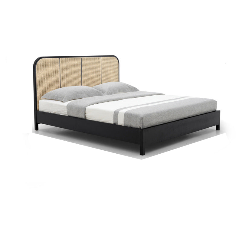 Wicker & Rattan Standard Bed Tropical Bed Frame With Custom Gold Legs