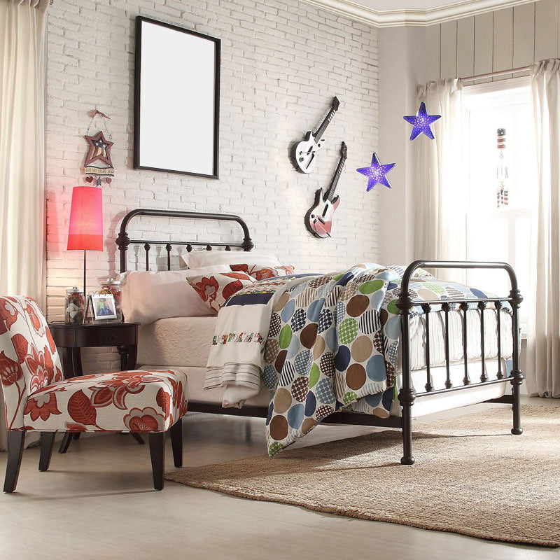 Industrial Open-Frame Bed Metal Slat Bed With Custom Gold Legs