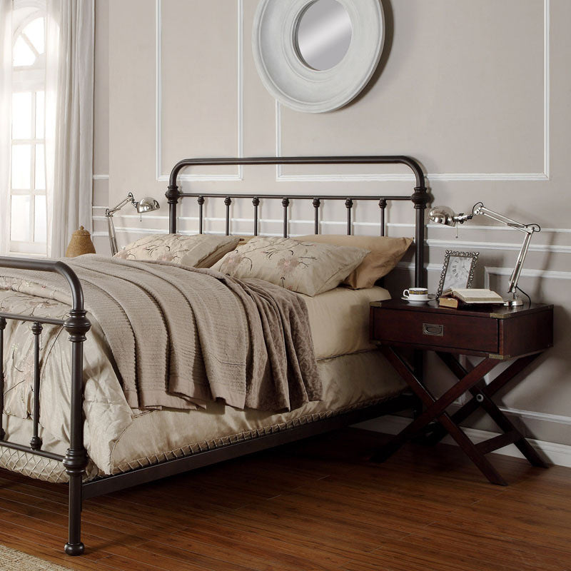 Industrial Open-Frame Bed Metal Slat Bed With Custom Gold Legs