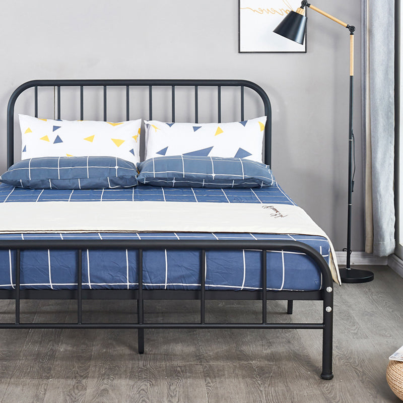 Black and White Open-Frame Bed Industrial Spindle Slat Bed With Custom Gold Legs