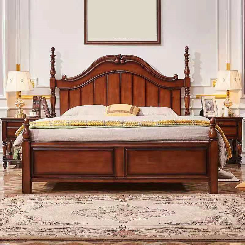 French Country Espresso Four Poster Bed Walnut Poster Bed with Headboard