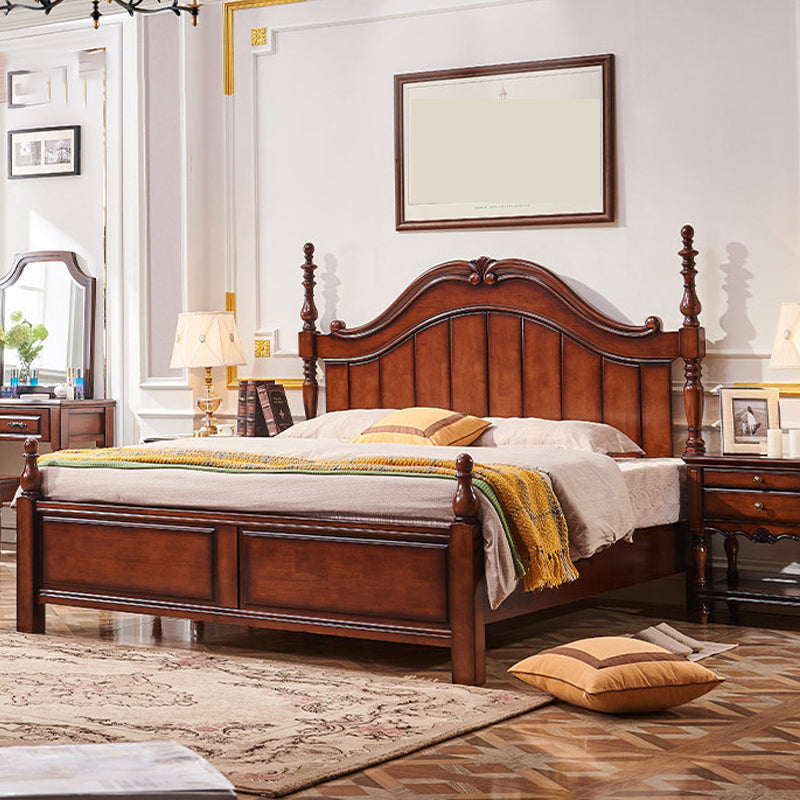 French Country Espresso Four Poster Bed Walnut Poster Bed with Headboard
