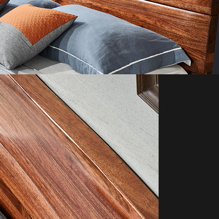 Traditional Solid Wood Standard Bed Solid Color Bed with Headboard