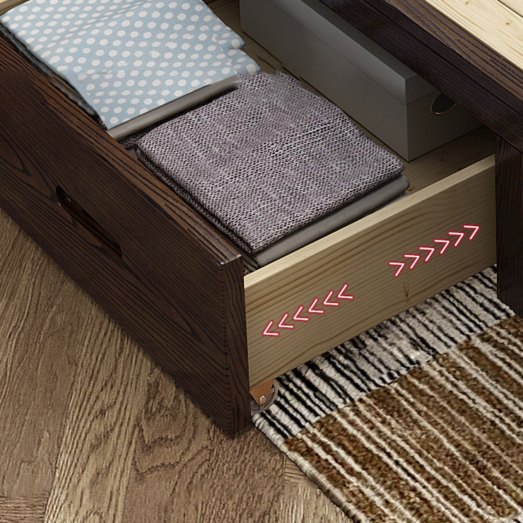 Ash Standard Bed Mid-Century Modern Bed Frame with Headboard