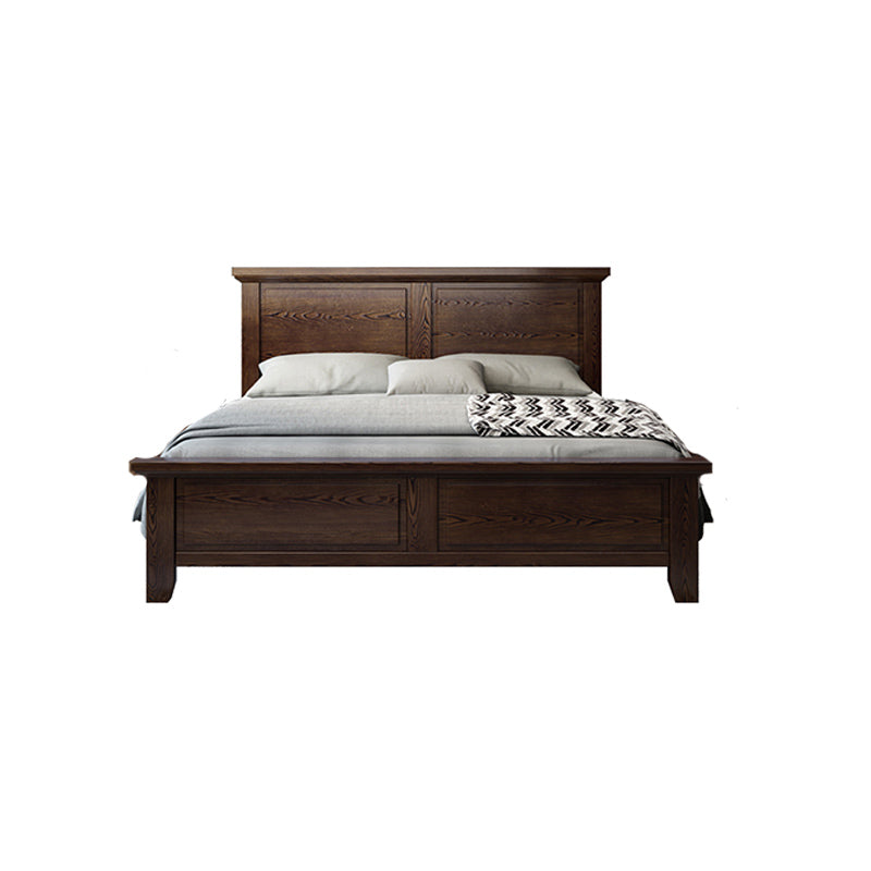 Ash Standard Bed Mid-Century Modern Bed Frame with Headboard