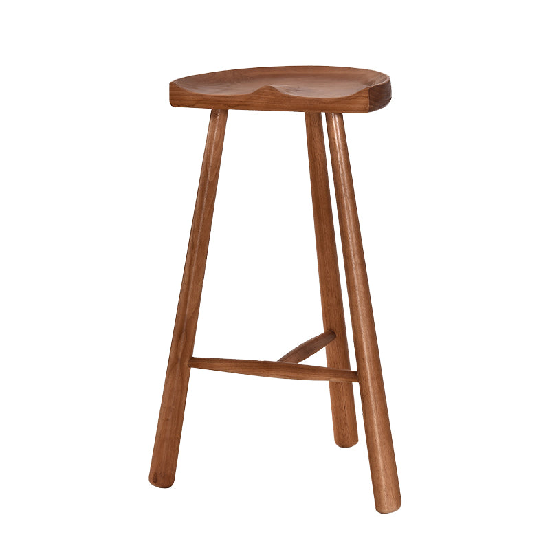 Industrial Backless Solid Wood Counter Stool Wooden Armless High Chair with 3 Legs