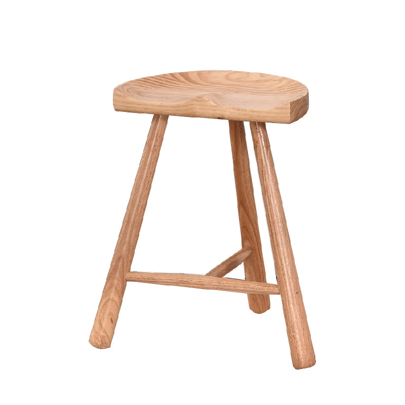 Industrial Backless Solid Wood Counter Stool Wooden Armless High Chair with 3 Legs