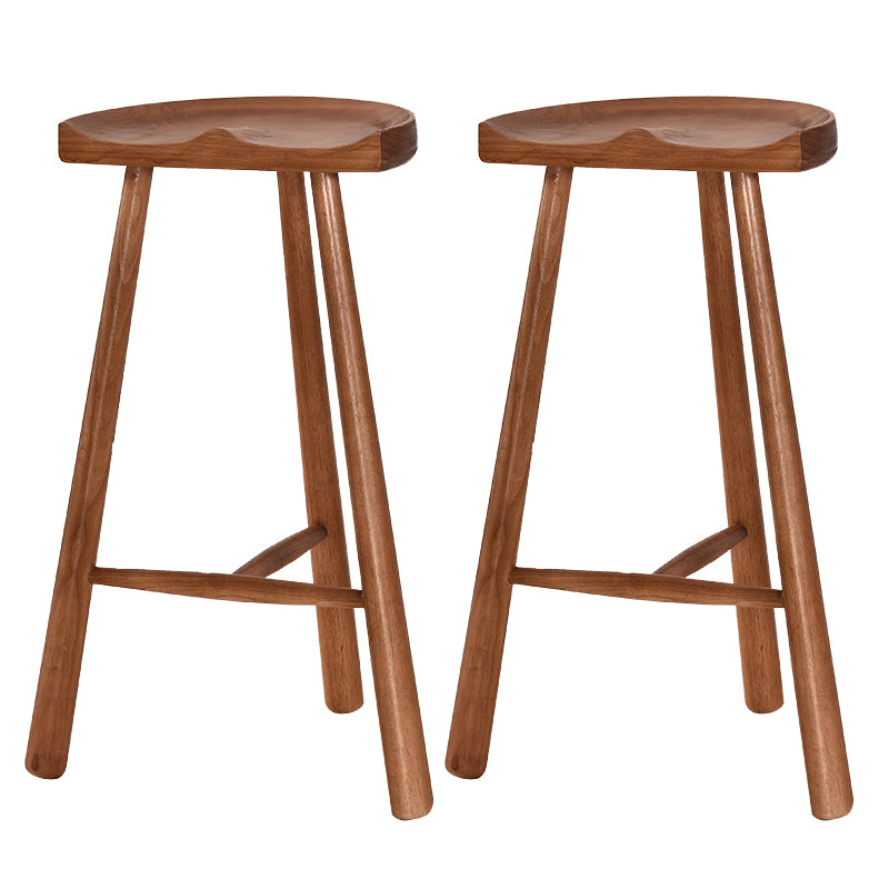 Industrial Backless Solid Wood Counter Stool Wooden Armless High Chair with 3 Legs