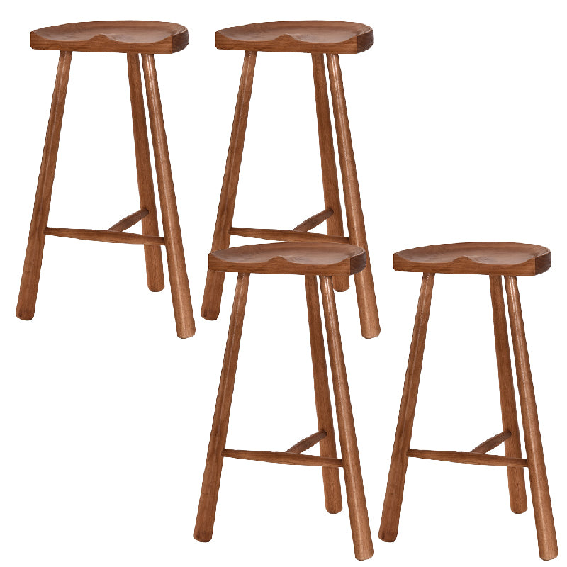 Industrial Backless Solid Wood Counter Stool Wooden Armless High Chair with 3 Legs