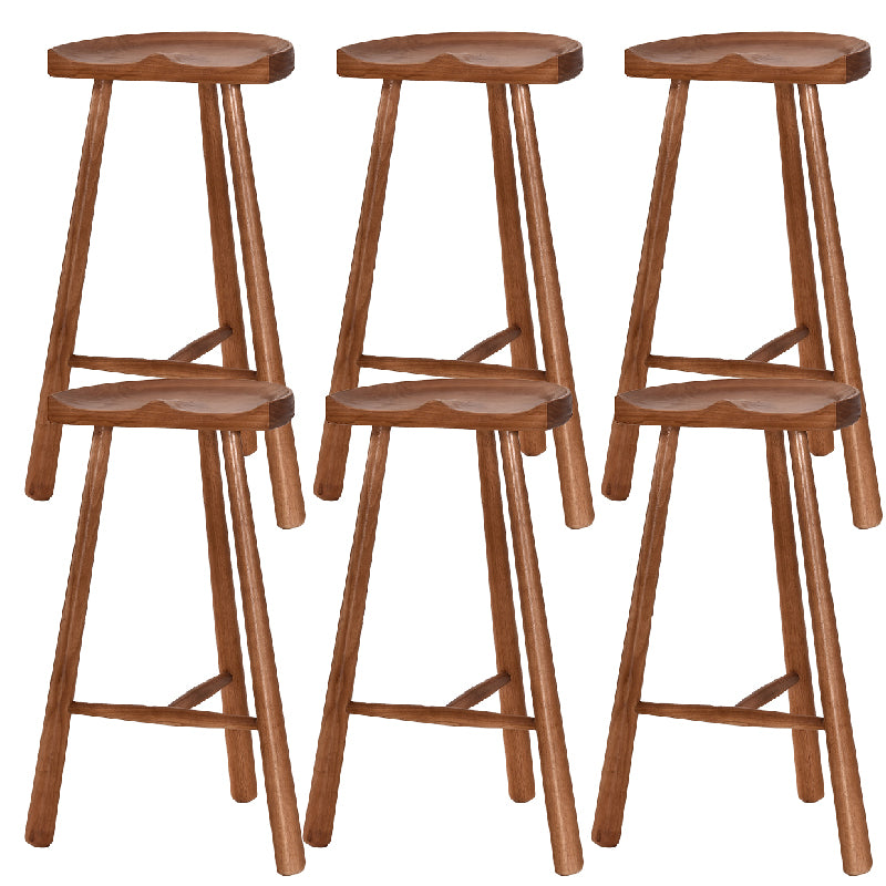Industrial Backless Solid Wood Counter Stool Wooden Armless High Chair with 3 Legs
