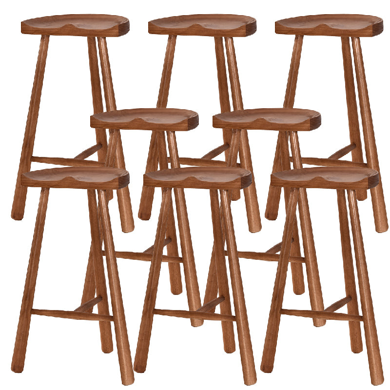 Industrial Backless Solid Wood Counter Stool Wooden Armless High Chair with 3 Legs