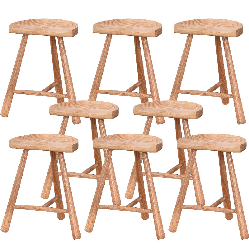 Industrial Backless Solid Wood Counter Stool Wooden Armless High Chair with 3 Legs