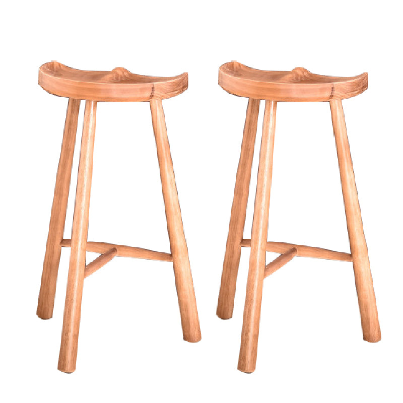 Industrial Backless Solid Wood Counter Stool Wooden Armless High Chair with 3 Legs