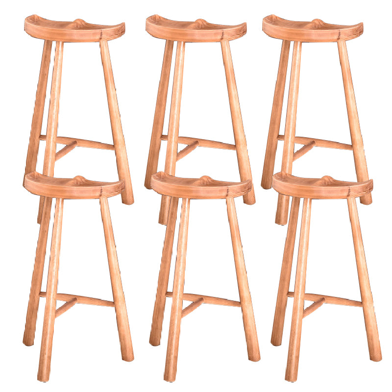 Industrial Backless Solid Wood Counter Stool Wooden Armless High Chair with 3 Legs