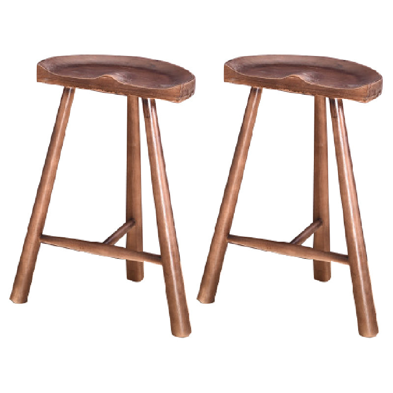 Industrial Backless Solid Wood Counter Stool Wooden Armless High Chair with 3 Legs