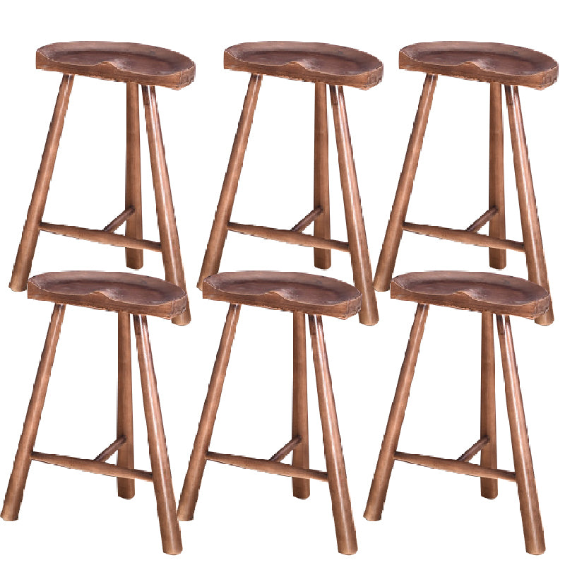 Industrial Backless Solid Wood Counter Stool Wooden Armless High Chair with 3 Legs