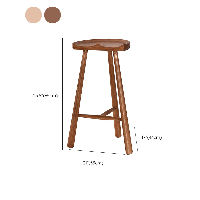 Industrial Backless Solid Wood Counter Stool Wooden Armless High Chair with 3 Legs