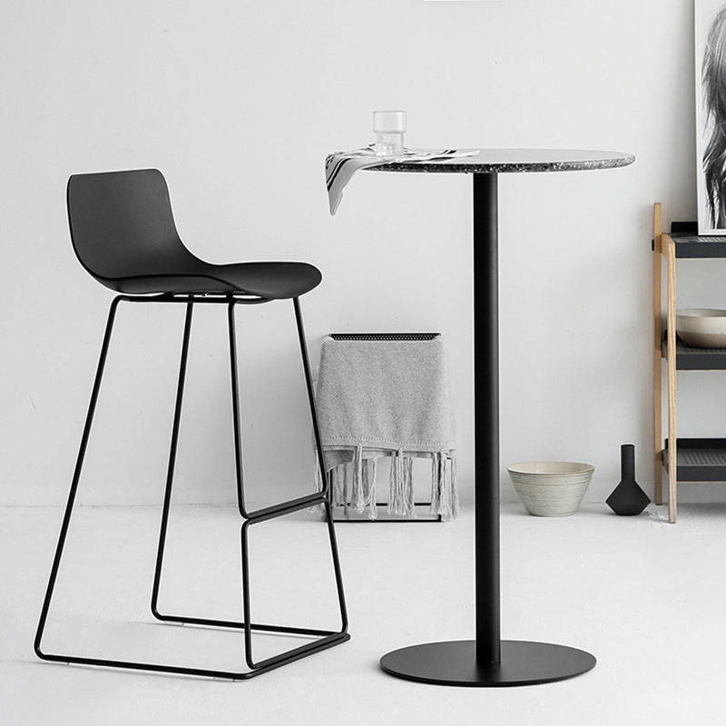 Nordic Backrest Counter Stool with Metal Base Plastic Armless Cafe Bar Stool