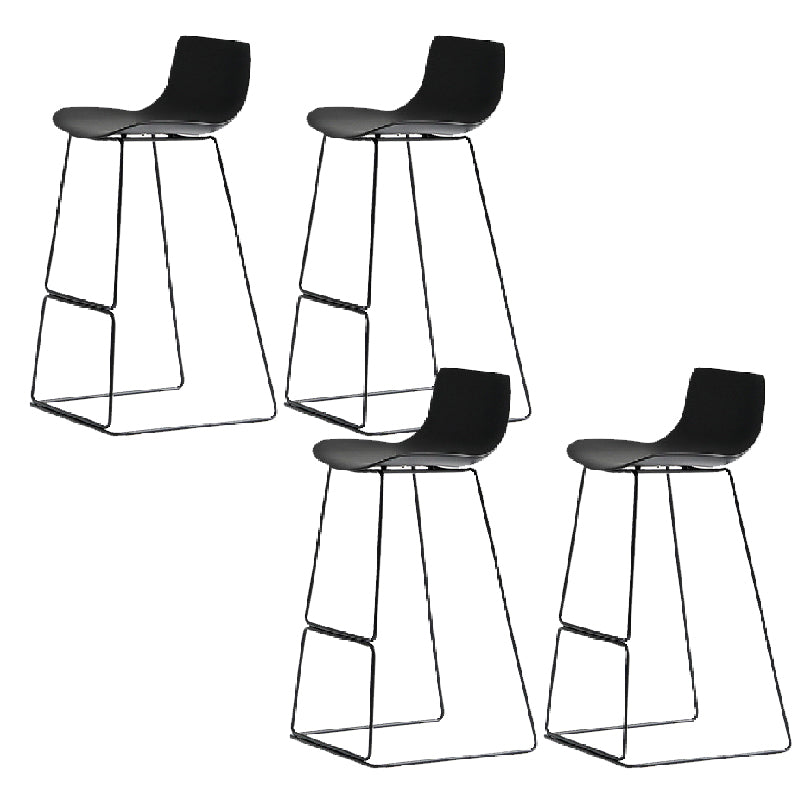 Nordic Backrest Counter Stool with Metal Base Plastic Armless Cafe Bar Stool
