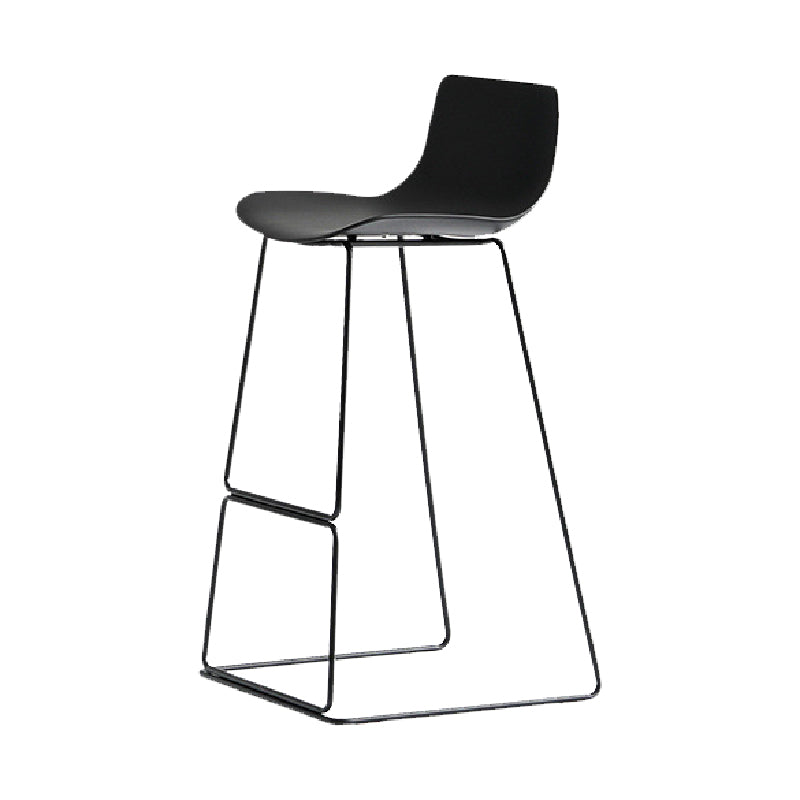 Nordic Backrest Counter Stool with Metal Base Plastic Armless Cafe Bar Stool