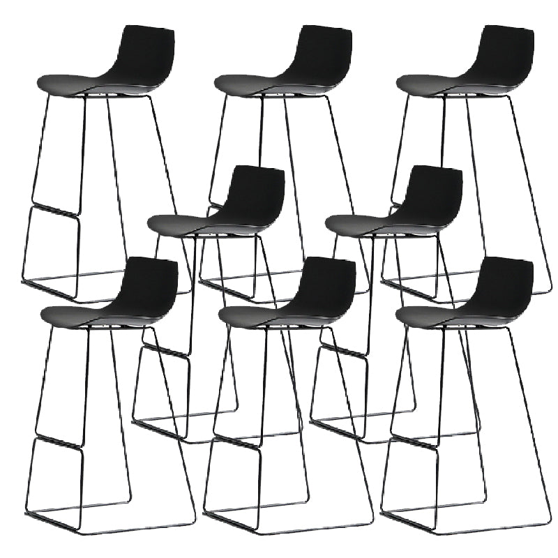 Nordic Backrest Counter Stool with Metal Base Plastic Armless Cafe Bar Stool