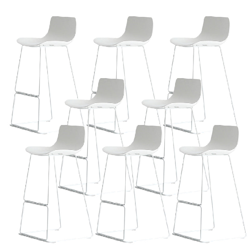 Nordic Backrest Counter Stool with Metal Base Plastic Armless Cafe Bar Stool