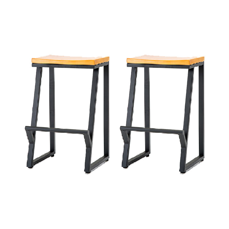 Contemporary Metal Counter Stool Wood Seat Bar Stool for Living Room
