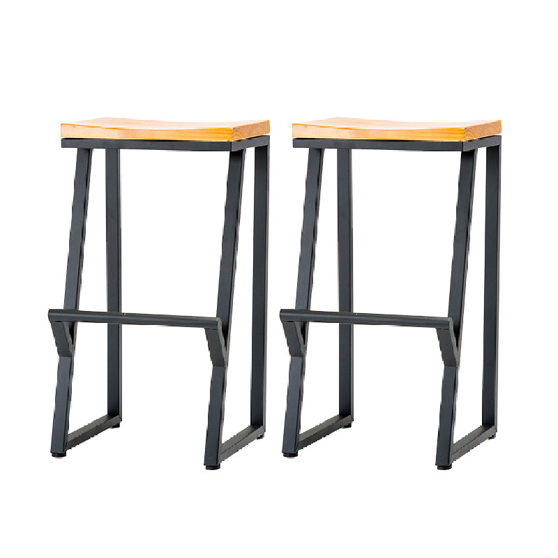 Contemporary Metal Counter Stool Wood Seat Bar Stool for Living Room