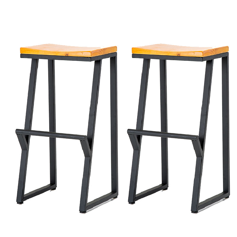 Contemporary Metal Counter Stool Wood Seat Bar Stool for Living Room