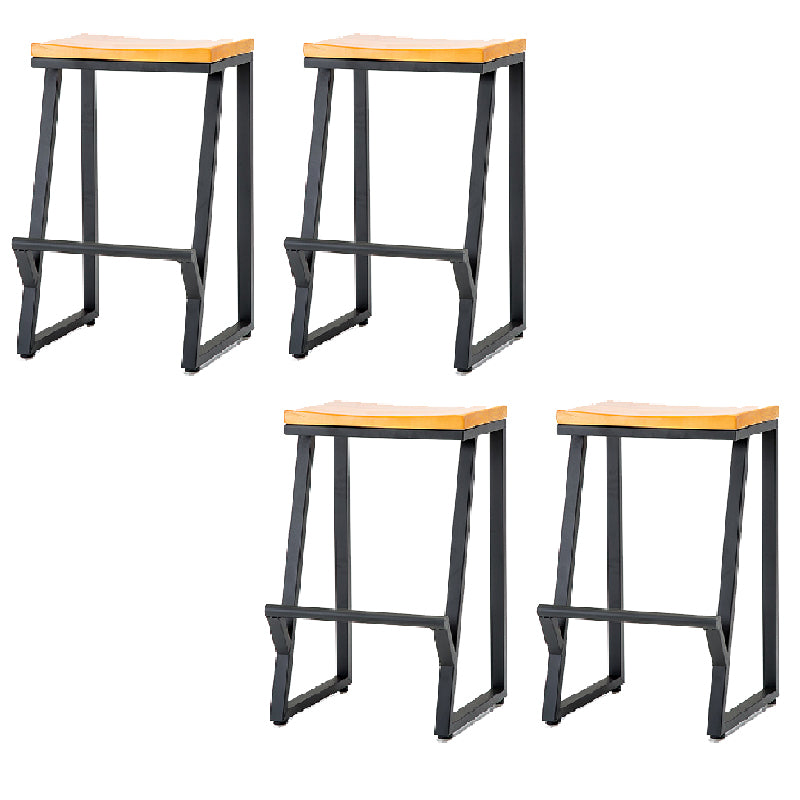 Contemporary Metal Counter Stool Wood Seat Bar Stool for Living Room