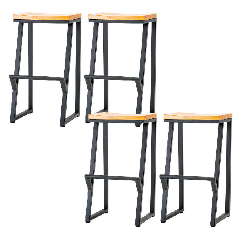 Contemporary Metal Counter Stool Wood Seat Bar Stool for Living Room